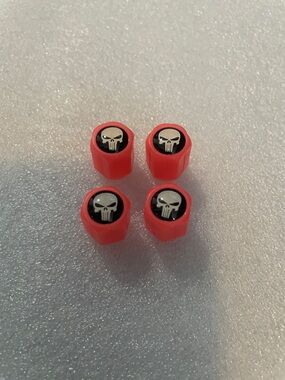 Pink Skull Logo Tire Valve Stem Caps (Set of 4)